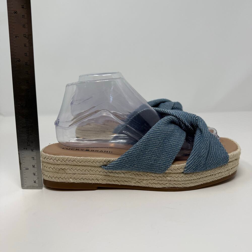 Lucky Brand Grenly Blue Fabric Twist Espadrille Slide Sandal Women's 8M NWOT - Picture 7 of 11